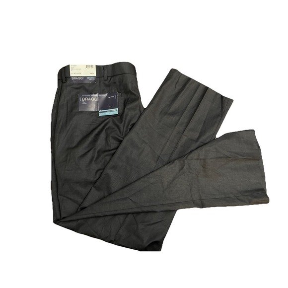 Mens BRAGGI Dress Pants Slacks Louis Raphael - Flat Grey Monty 40x32 Weave NEW! - Picture 2 of 4